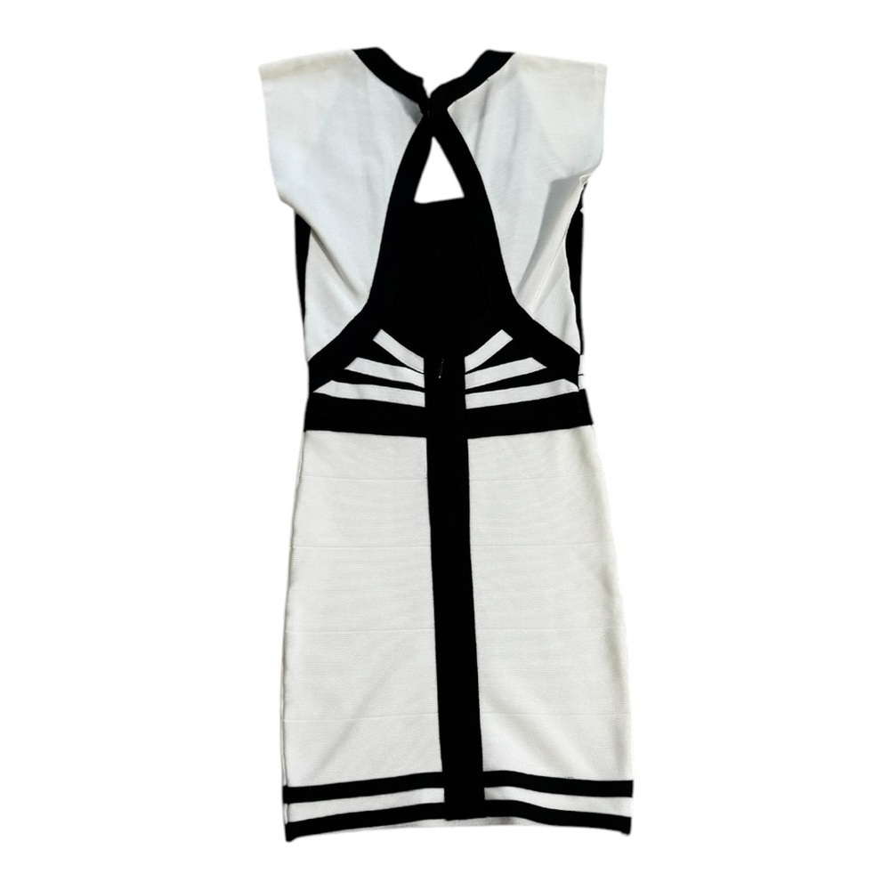 BEBE Black‎ White Bodycon Mini Dress Bandage Size XS Party Girls Night Out Sexy - Picture 5 of 7